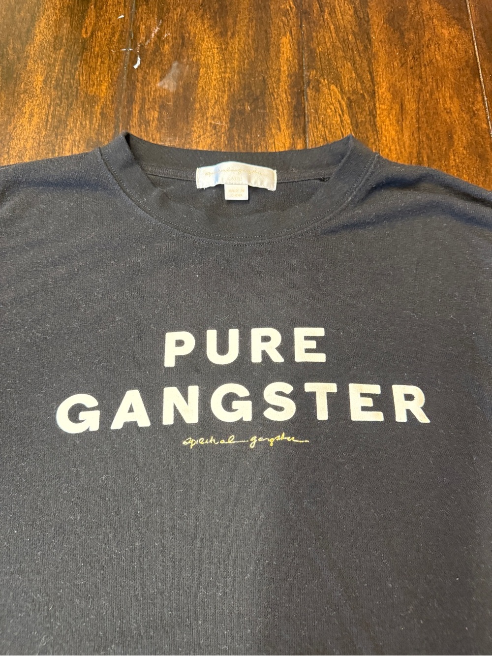 Pure Barre Black 'PURE GANGSTER' Crewneck light weight pullover - Picture 2 of 5